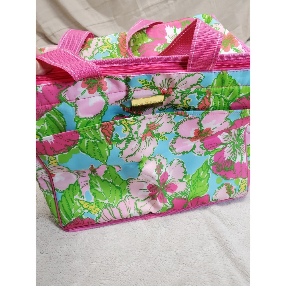 Lilly Pulitzer Insulated Beach Cooler Big Flirt Print Pink Hibiscus Floral Large